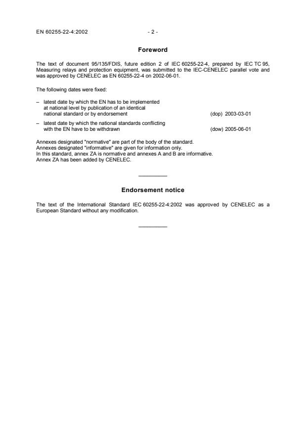 EN 60255-22-4:2002 EN 60255-22-4:2003 - Page 4 preview