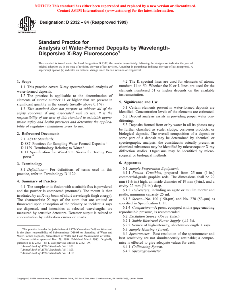 ASTM D233284(1999) Standard Practice for Analysis of WaterFormed