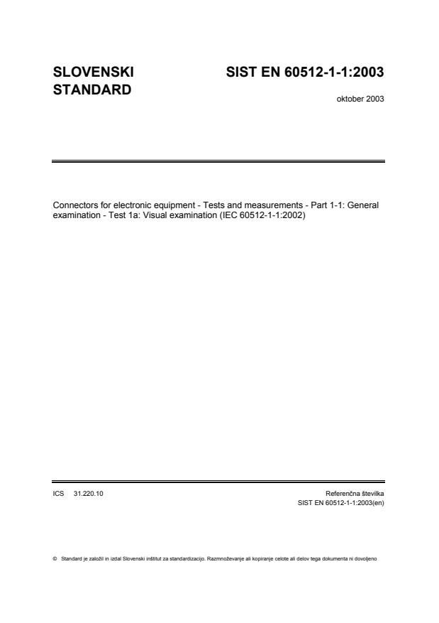 EN 60512-1-1:2002 EN 60512-1-1:2003 - Page 1 preview