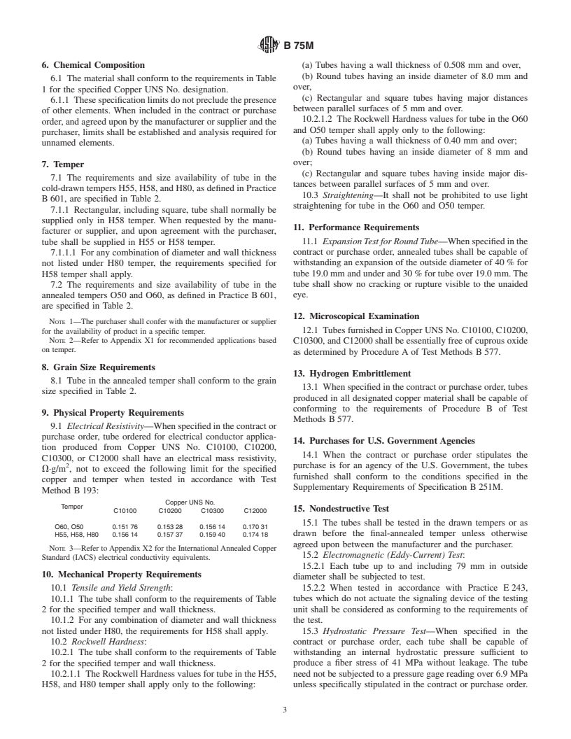 ASTM B75M-99 - Standard Specification for Seamless Copper Tube [Metric]