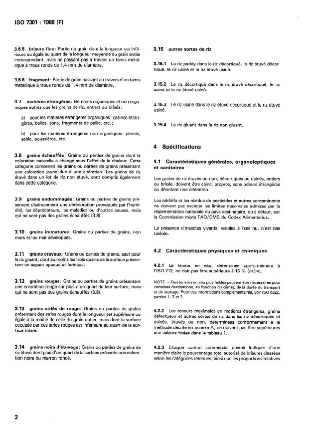 ISO 7301:1988 ISO 7301:1988 - Riz -- Spécifications - Page 4 preview
