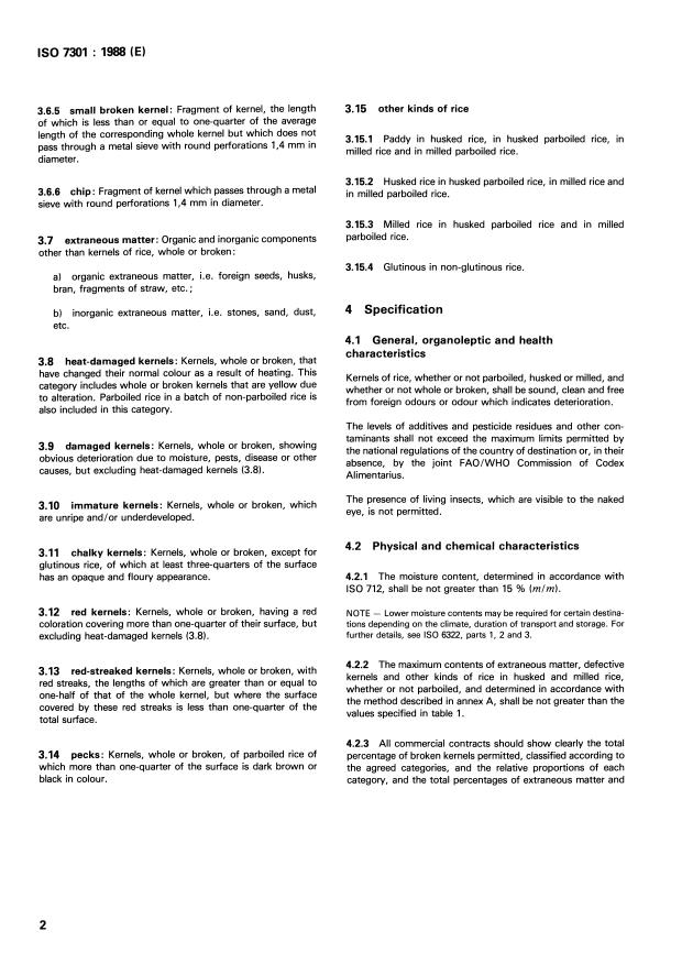 ISO 7301:1988 ISO 7301:1988 - Rice -- Specification - Page 4 preview