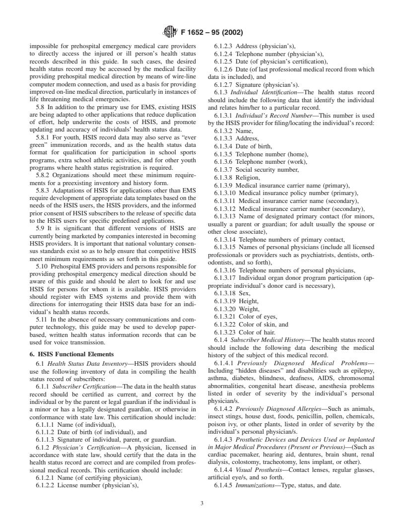 ASTM F1652-95(2002) - Standard Guide for Providing Essential Data Needed in Advance for Prehospital Emergency Medical Services