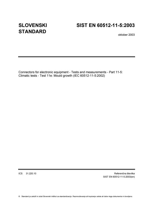 EN 60512-11-5:2002 EN 60512-11-5:2003 - Page 1 preview