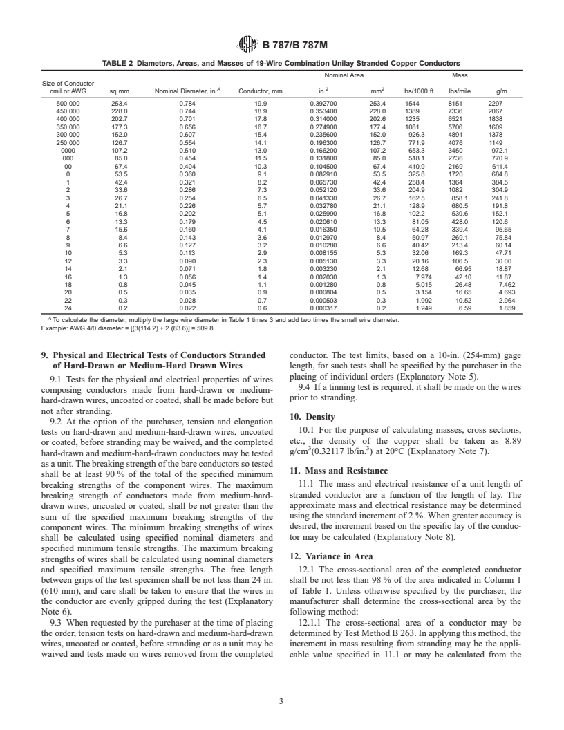 ASTM B787/B787M-01 - Standard Specification for 19 Wire Combination Unilay-Stranded Copper Conductors for Subsequent Insulation