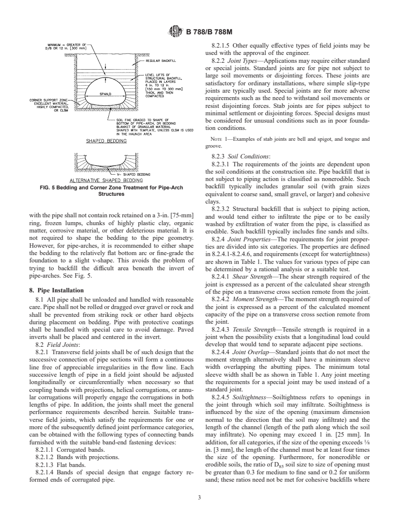 ASTM B788/B788M-00 - Standard Practice for Installing Factory-Made Corrugated Aluminum Culverts and Storm Sewer Pipe