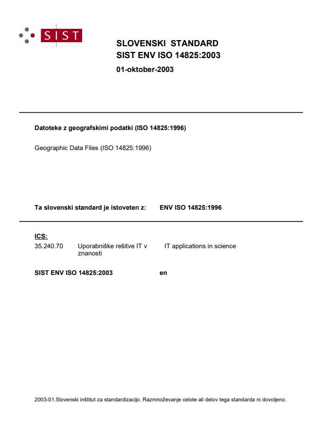 ENV ISO 14825:2003