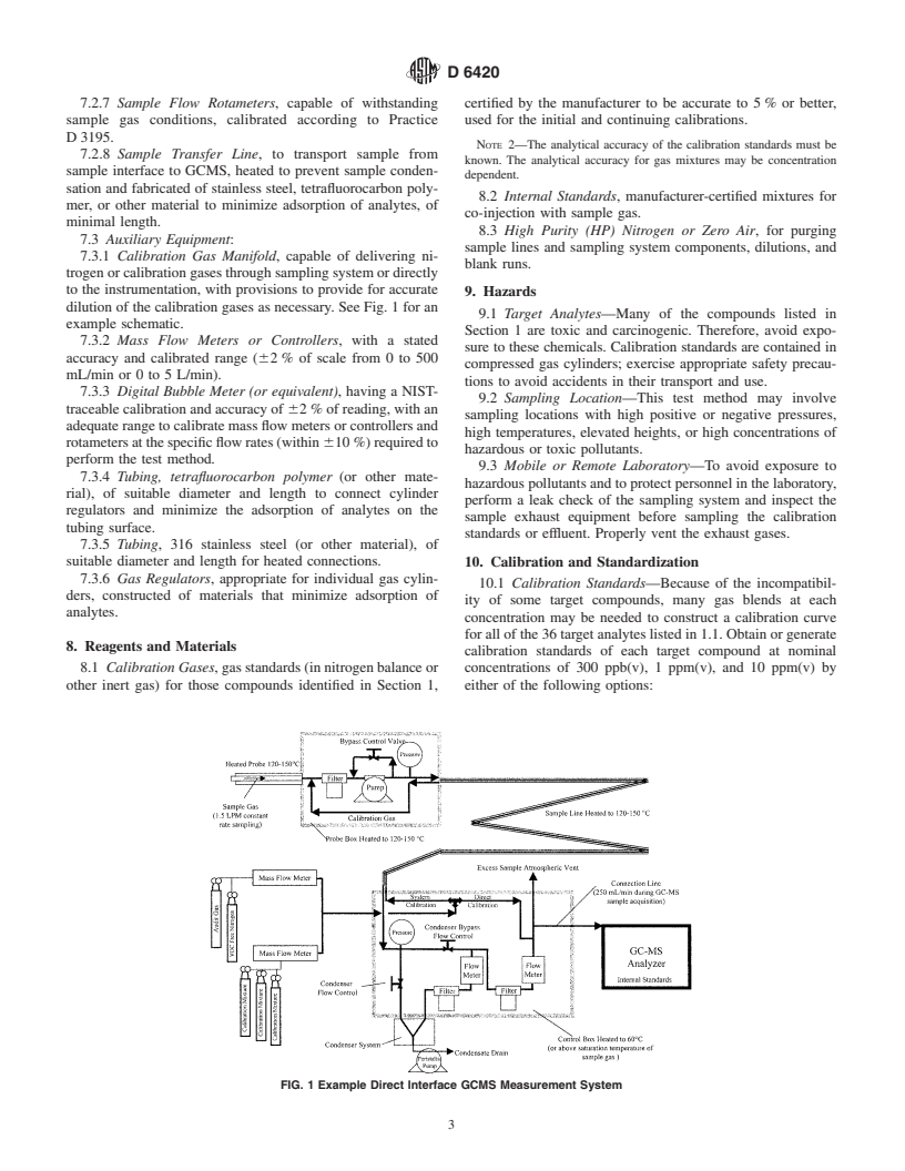 ASTM D6420-99 - Standard Test Method for Determination of Gaseous Organic Compounds by Direct Interface Gas Chromatography-Mass Spectrometry