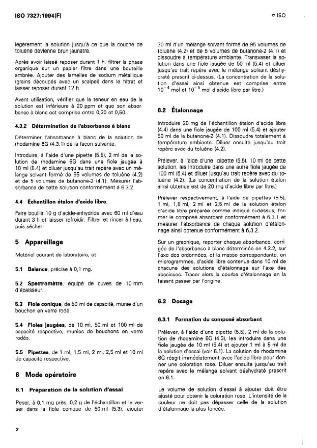 ISO 7327:1994 ISO 7327:1994 - Plastiques -- Durcisseurs et accélérateurs pour résines époxydes -- Détermination de l'acide libre dans l'acide-anhydride - Page 4 preview