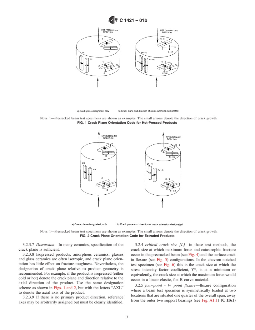 ASTM C1421-01b - Standard Test Methods for Determination of Fracture Toughness of Advanced Ceramics at Ambient Temperature