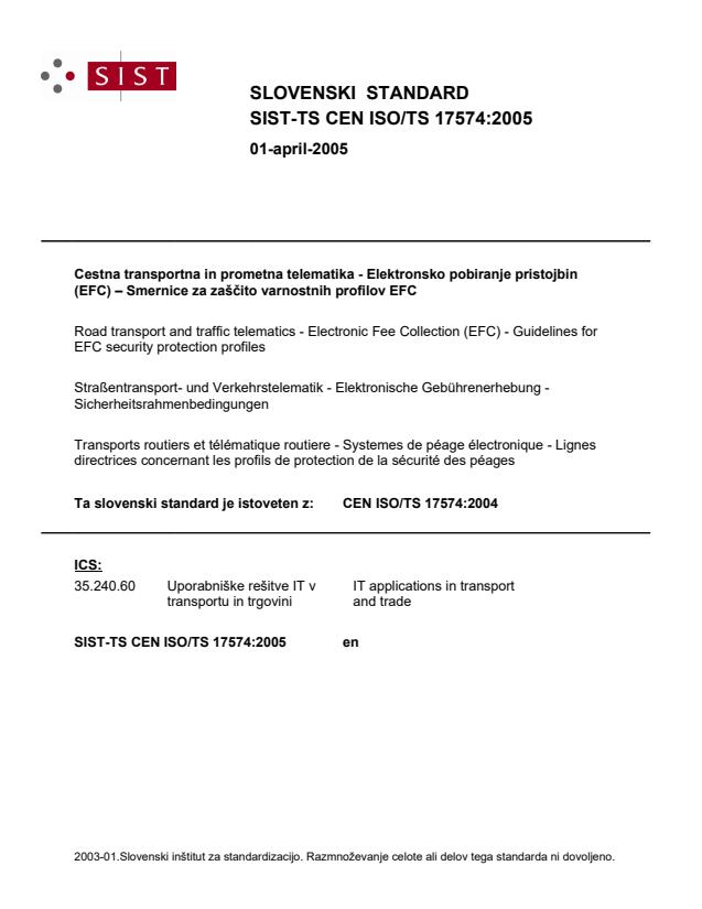 TS CEN ISO/TS 17574:2005