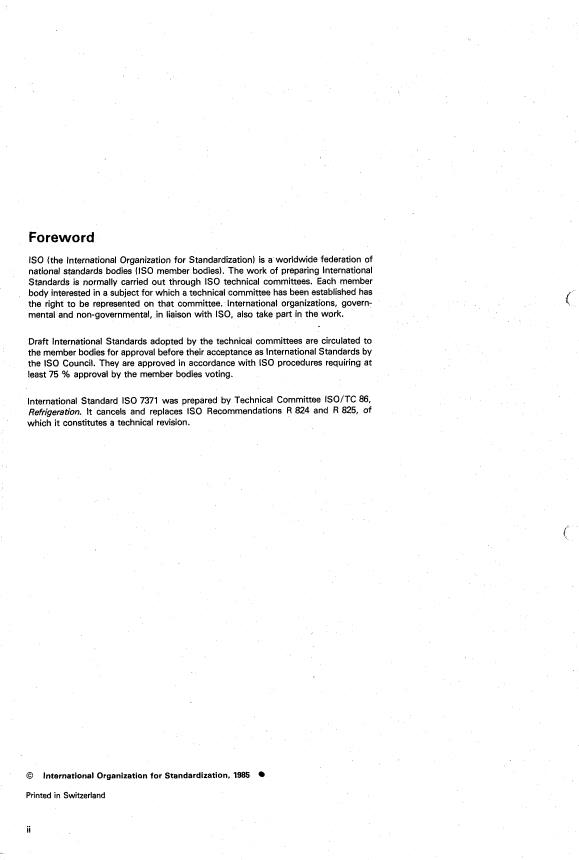 ISO 7371:1985 ISO 7371:1985 - Performance of household refrigerating appliances -- Refrigerators with or without low temperature compartment - Page 2 preview