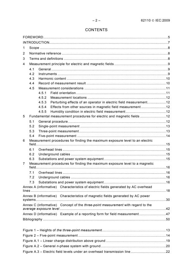 IEC 62110:2009 IEC 62110:2009 - Electric and magnetic field levels generated by AC power systems - Measurement procedures with regard to public exposure - Page 4 preview