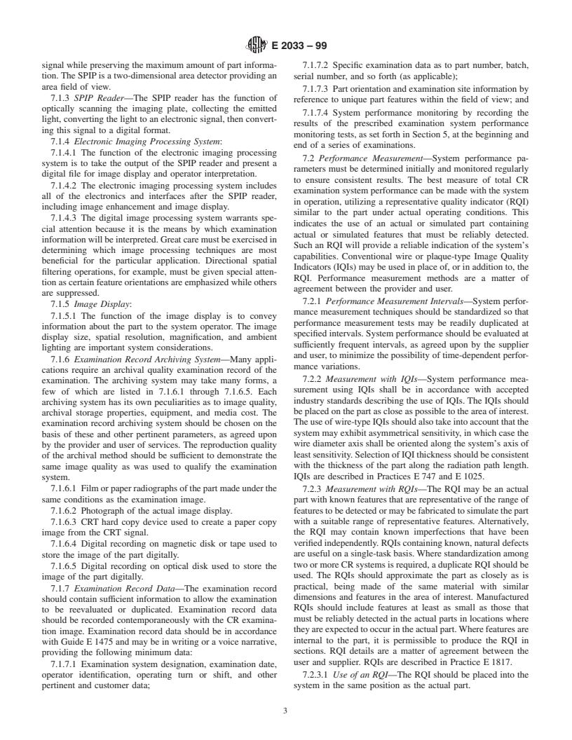 ASTM E2033-99 - Standard Practice for Computed Radiology (Photostimulable Luminescence Method)