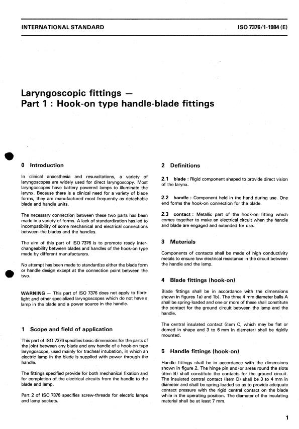 ISO 7376-1:1984 - Laryngoscopic fittings