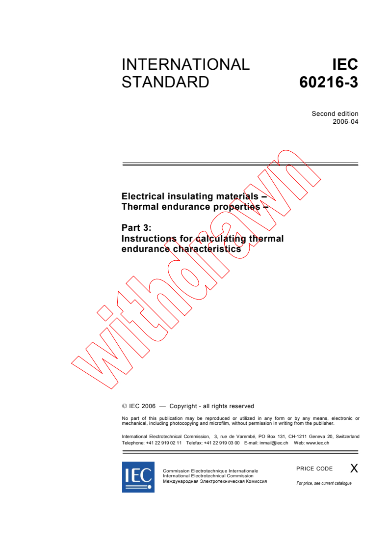 iec60216-3{ed2.0}en - IEC 60216-3:2006 - Electrical insulating materials - Thermal endurance properties - Part 3: Instructions for calculating thermal endurance characteristics
Released:4/26/2006
Isbn:2831886236