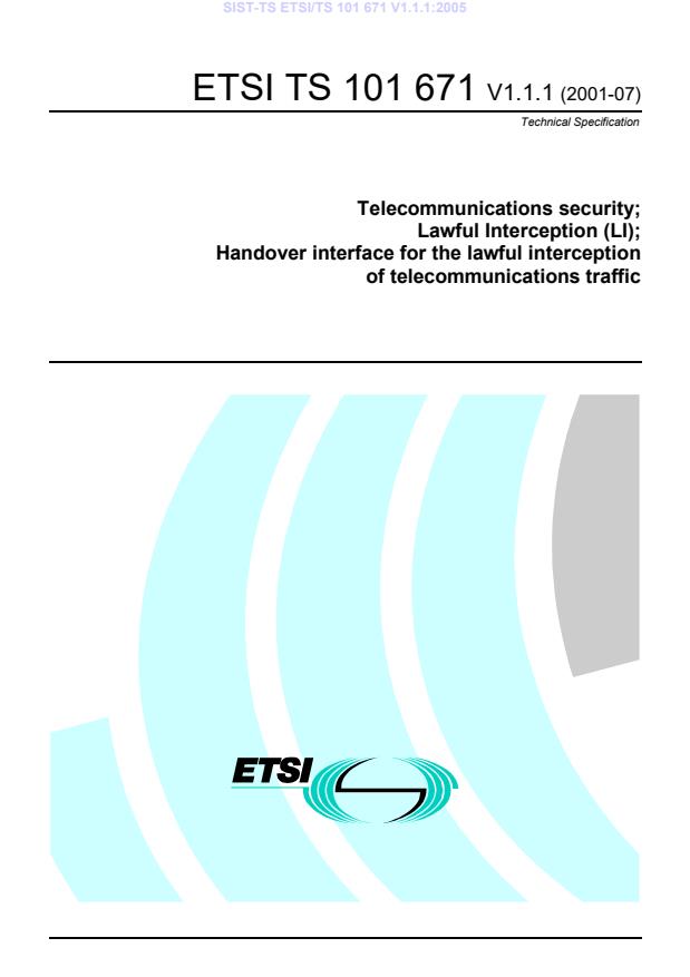 SIST-TS ETSI/TS 101 671 V1.1.1:2005