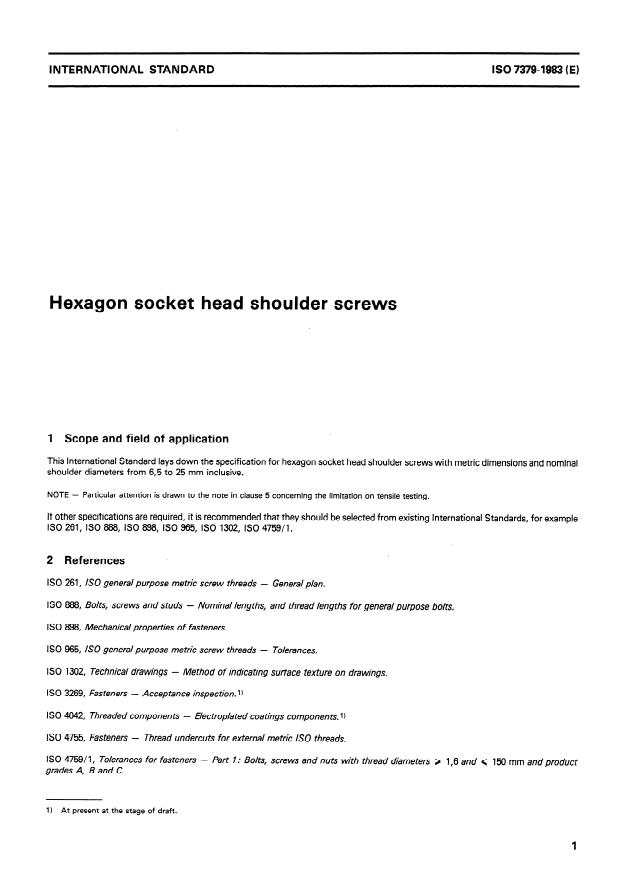 ISO 7379:1983 - Hexagon socket head shoulder screws
