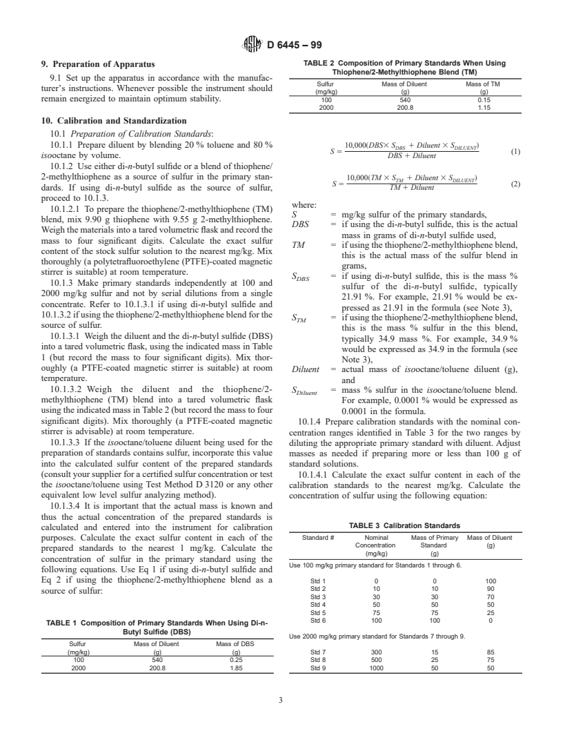 ASTM D6445-99 - Standard Test Method for Sulfur in Gasoline by Energy-Dispersive X-ray Fluorescence Spectrometry