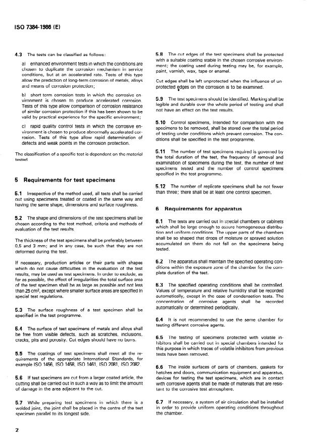 ISO 7384:1986 ISO 7384:1986 - Corrosion tests in artificial atmosphere -- General requirements - Page 4 preview