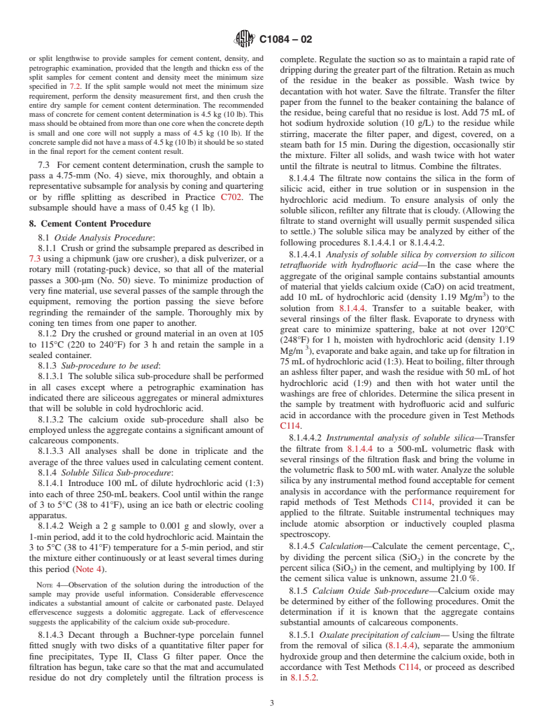 ASTM C1084-02 - Standard Test Method for Portland-Cement Content of Hardened Hydraulic-Cement Concrete