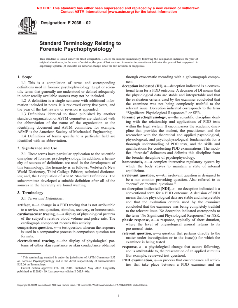 ASTM E2035-02 - Standard Terminology Relating to Forensic Psychophysiology