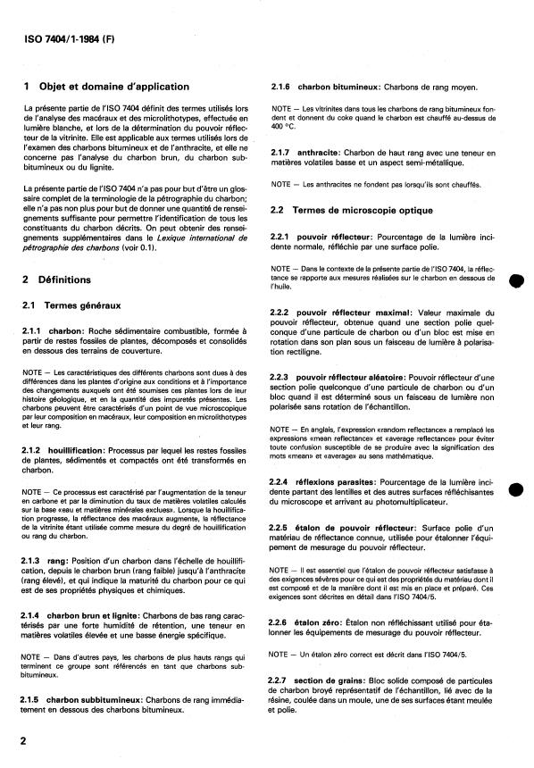 ISO 7404-1:1984 ISO 7404-1:1984 - Méthodes d'analyse pétrographique des charbons bitumineux et de l'anthracite - Page 4 preview