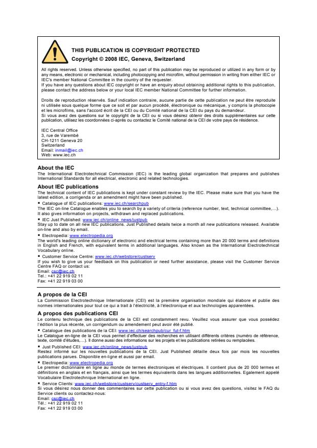 IEC 61076-2-105:2008 IEC 61076-2-105:2008 - Connectors for electronic equipment - Product requirements - Part 2-105: Circular connectors - Detail specification for M5 connectors with screw-locking
Released:7/25/2008 - Page 2 preview