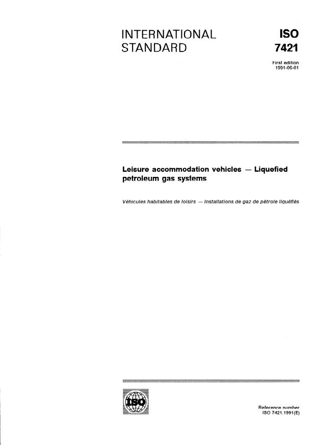ISO 7421:1991 - Leisure accommodation vehicles -- Liquefied petroleum gas systems