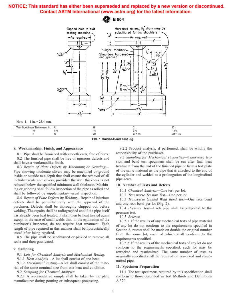 ASTM B804-96 - Standard Specification for UNS N08367 and UNS N08926 Welded Pipe