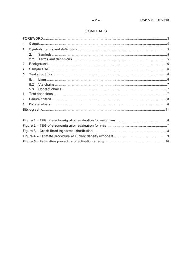 IEC 62415:2010 IEC 62415:2010 - Semiconductor devices - Constant current electromigration test - Page 4 preview