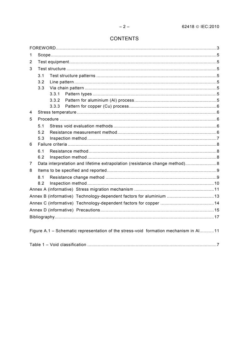 IEC 62418:2010 IEC 62418:2010 - Semiconductor devices - Metallization stress void test - Page 4 preview