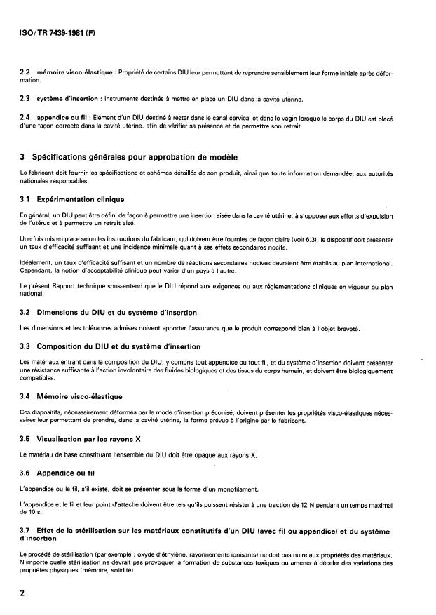ISO/TR 7439:1981 ISO/TR 7439:1981 - Contraceptifs mécaniques -- Dispositifs intra-utérins - Page 2 preview