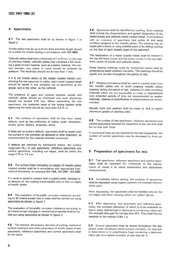 ISO 7441:1984 ISO 7441:1984 - Corrosion of metals and alloys -- Determination of bimetallic corrosion in outdoor exposure corrosion tests - Page 4 preview