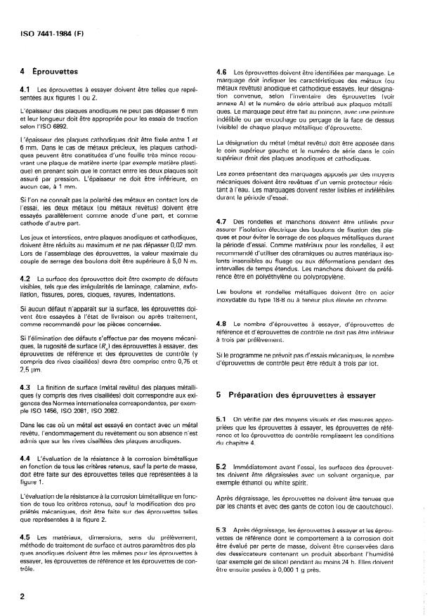 ISO 7441:1984 ISO 7441:1984 - Corrosion des métaux et alliages -- Détermination de la corrosion bimétallique par des essais de corrosion en milieu extérieur - Page 4 preview