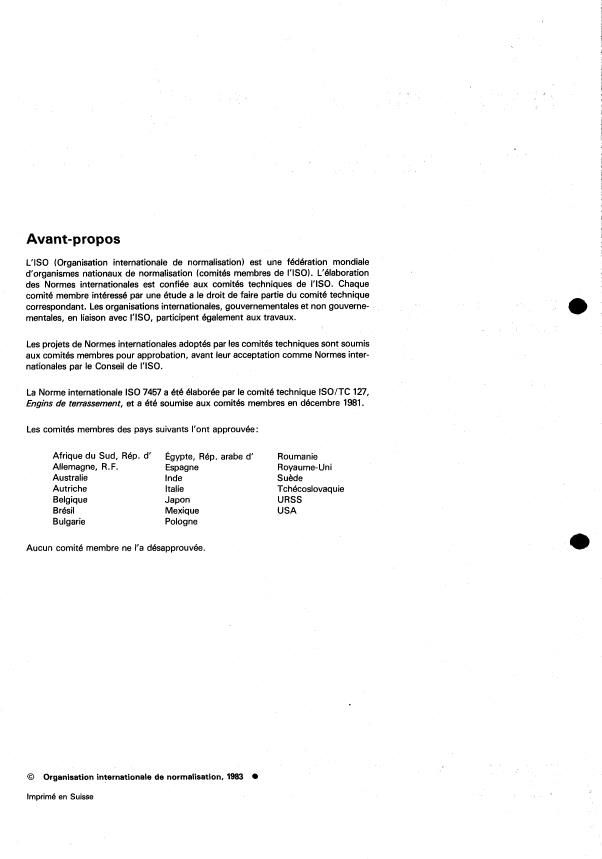 ISO 7457:1983 ISO 7457:1983 - Engins de terrassement -- Mesurage des dimensions de braquage des engins a roues - Page 2 preview