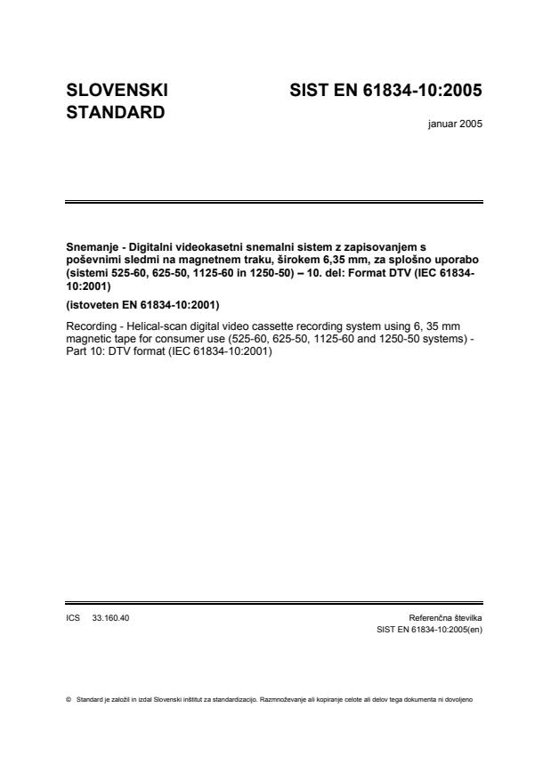 EN 61834-10:2001 EN 61834-10:2005 - Page 1 preview