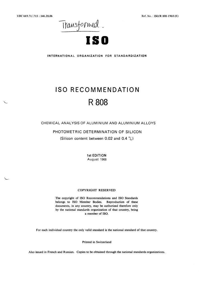 ISO/R 808:1968 - Title missing - Legacy paper document
Released:1/1/1968