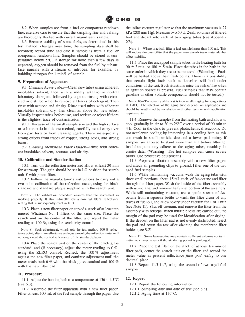 ASTM D6468-99 - Standard Test Method for High Temperature Stability of Distillate Fuels