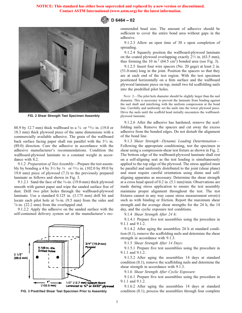 ASTM D6464-02 - Standard Specification for Expandable Foam Adhesives for Fastening Gypsum Wallboard to Wood Framing