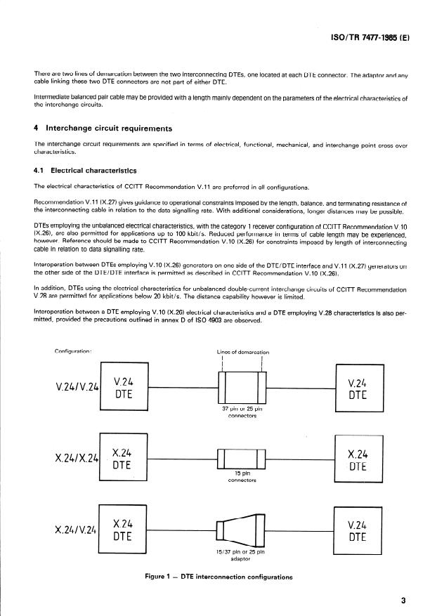 ISO/TR 7477:1985 - Data communication -- Arrangements for DTE to DTE physical connection using V.24 and X.24 interchange circuits