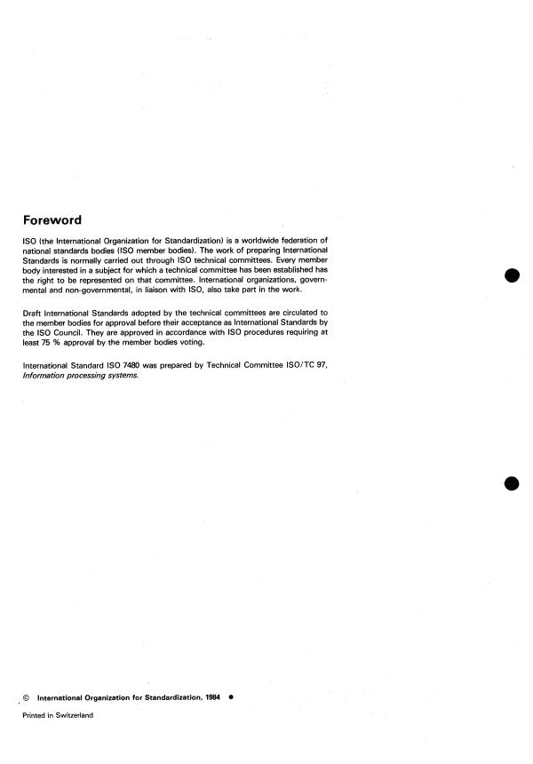 ISO 7480:1984 ISO 7480:1984 - Information processing -- Start-stop transmission signal quality at DTE/DCE interfaces - Page 2 preview
