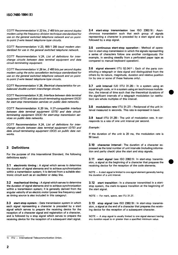 ISO 7480:1984 ISO 7480:1984 - Information processing -- Start-stop transmission signal quality at DTE/DCE interfaces - Page 4 preview