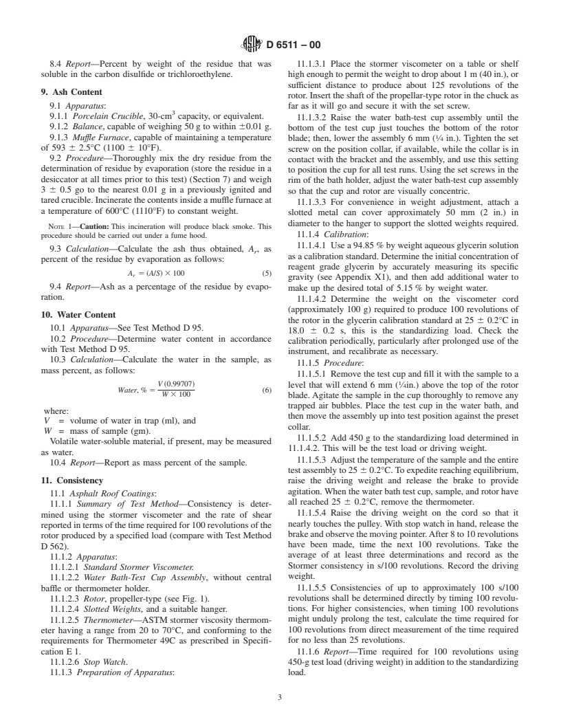 ASTM D6511-00 - Standard Test Methods for Solvent Bearing Bituminous Compounds