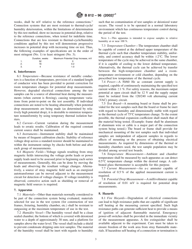 ASTM B812-96(2002)e1 - Standard Test Method for Resistance to Environmental Degradation of Electrical Pressure Connections Involving Aluminum and Intended for Residential Applications