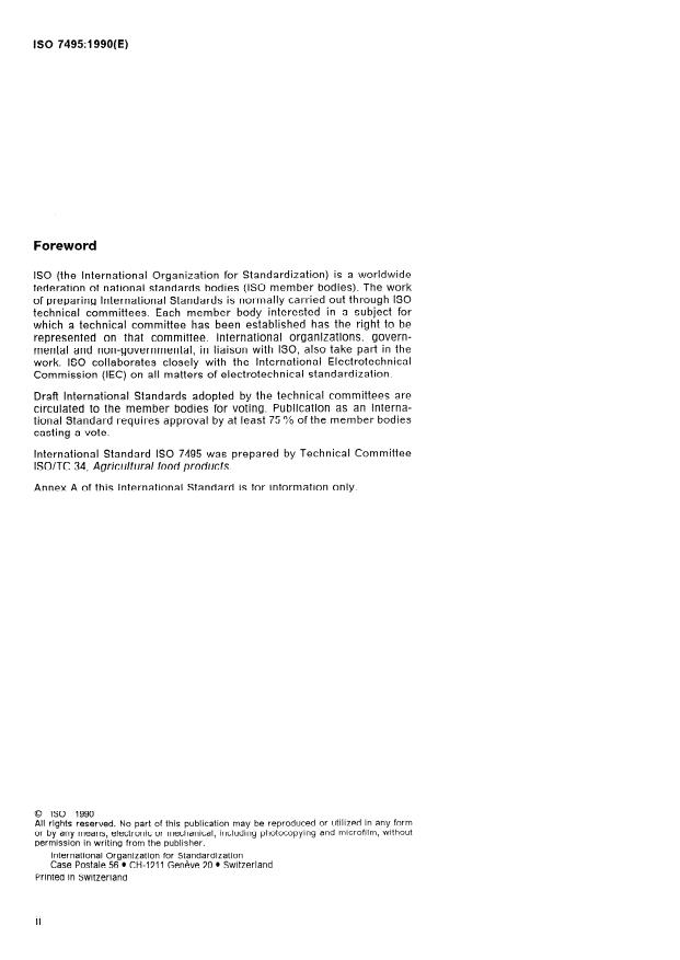 ISO 7495:1990 ISO 7495:1990 - Wheat flour -- Determination of wet gluten content by mechanical means - Page 2 preview