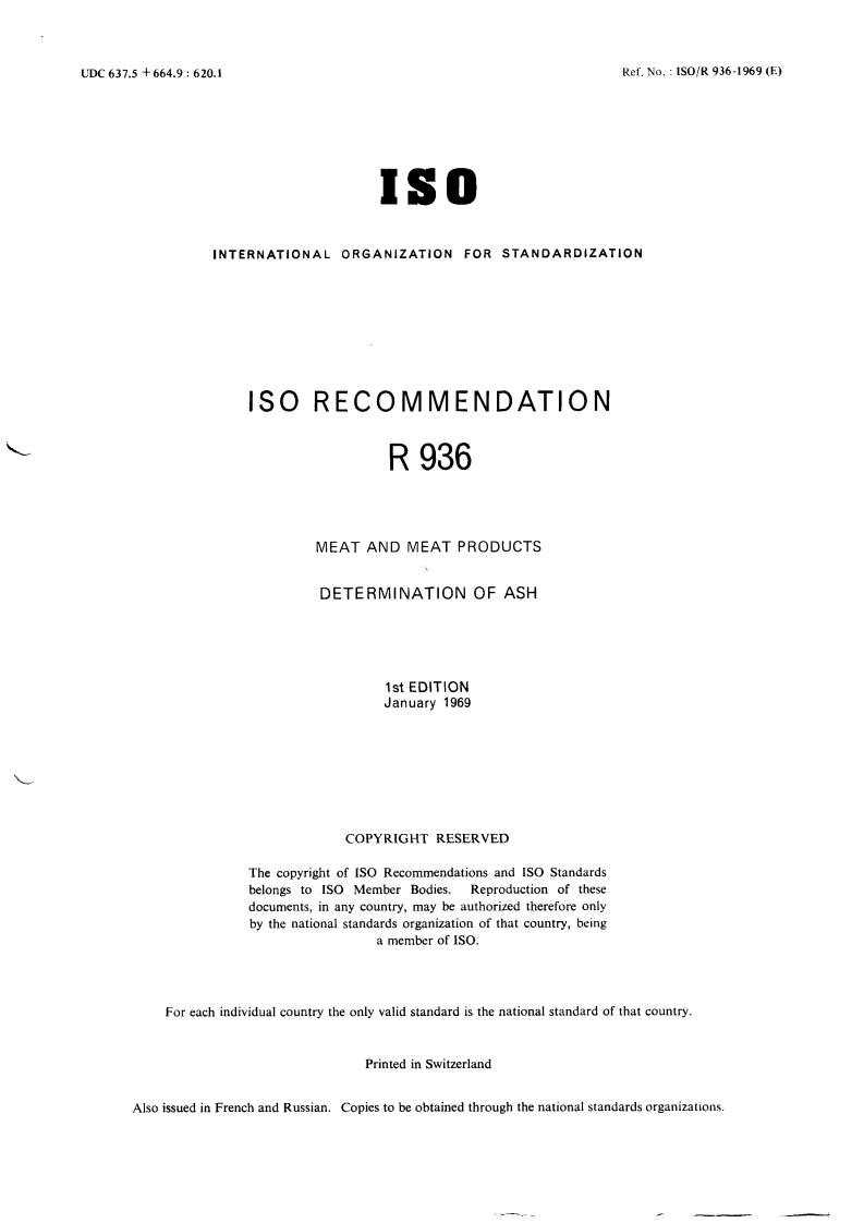 ISO/R 936:1969 - Title missing - Legacy paper document
Released:1/1/1969