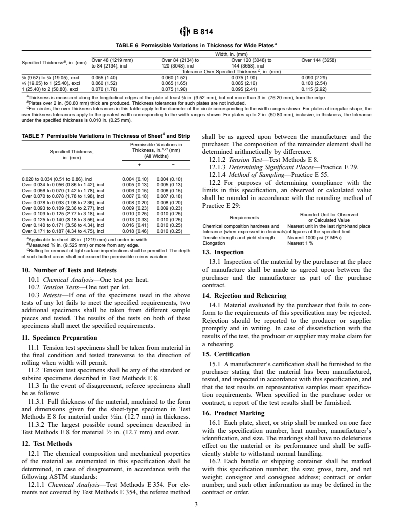 ASTM B814-95 - Standard Specification for :Nickel-Chromium-Iron-Molybdenum-Tungsten Alloy (UNS N06920) Plate, Sheet,     and Strip