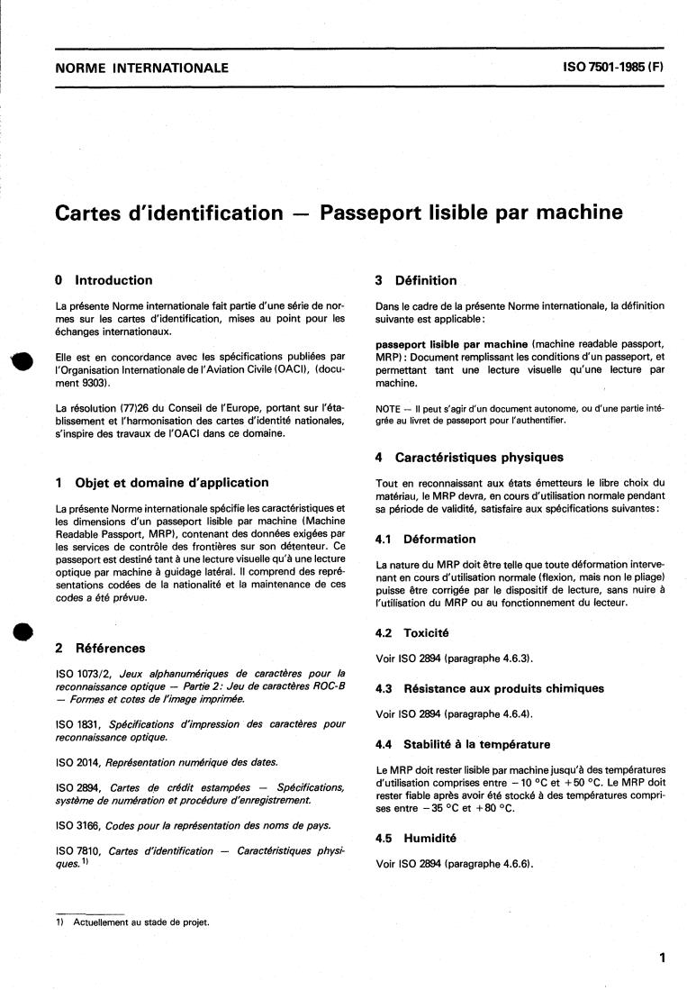 ISO 7501:1985 - Identification cards — Machine readable passport
Released:8/22/1985
