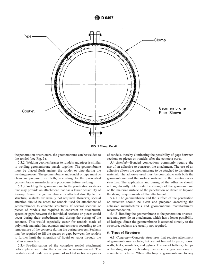 ASTM D6497-00 - Standard Guide for Mechanical Attachment of Geomembrane to Penetrations or Structures